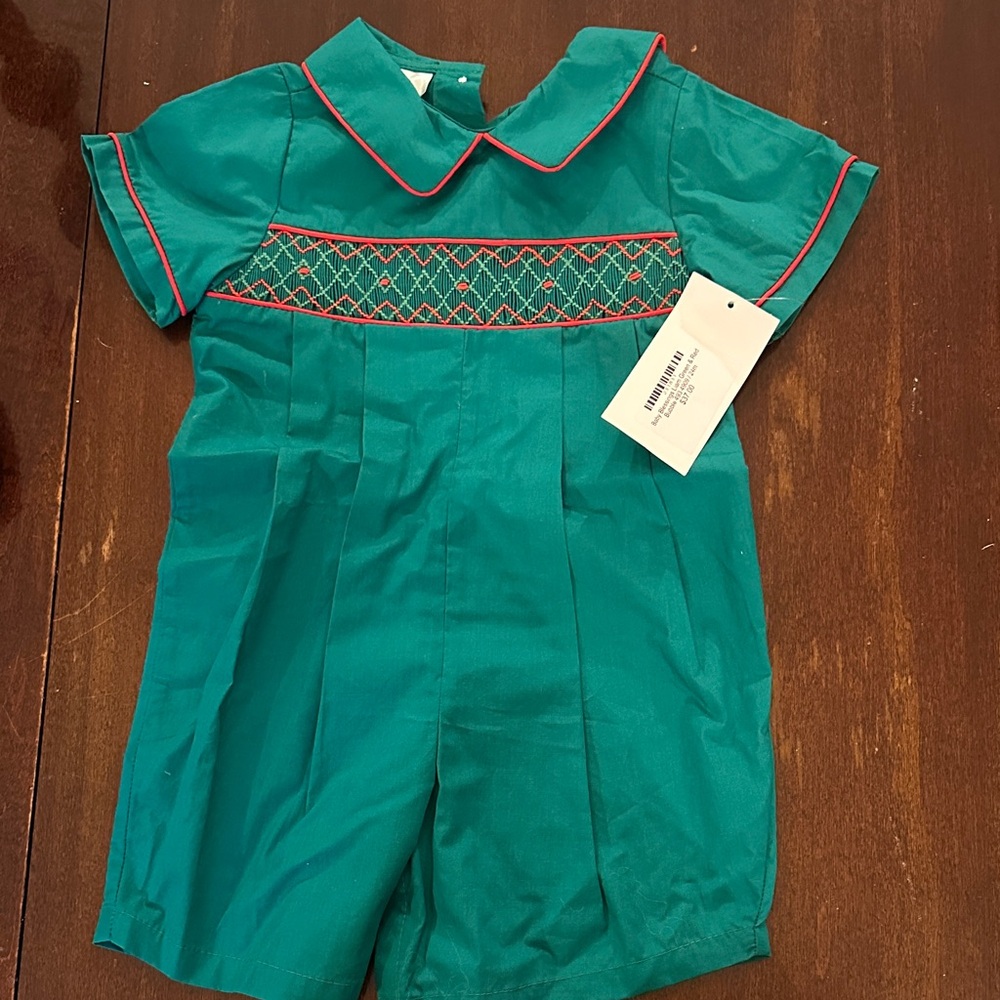 Green Kids One Piece with Red Accents